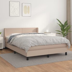 Κρεβάτι Boxspring με Στρώμα Καπουτσίνο 140x200εκ.από Συνθ.Δέρμα