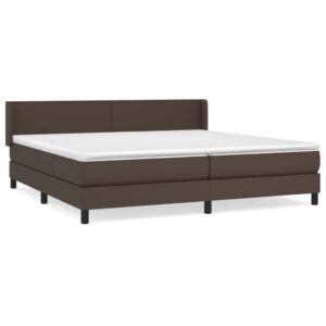 Κρεβάτι Boxspring με Στρώμα Καφέ 200x200 εκ. Συνθετικό Δέρμα