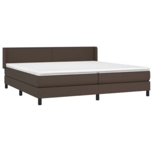 Κρεβάτι Boxspring με Στρώμα Καφέ 200x200 εκ. Συνθετικό Δέρμα