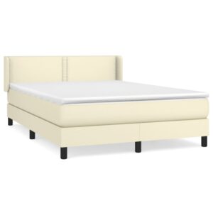 Κρεβάτι Boxspring με Στρώμα Κρεμ 140x190εκ. από Συνθετικό Δέρμα