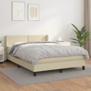 Κρεβάτι Boxspring με Στρώμα Κρεμ 140x190εκ. από Συνθετικό Δέρμα