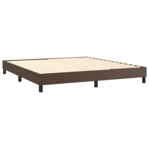 Κρεβάτι Boxspring με Στρώμα Καφέ 160x200εκ. από Συνθετικό Δέρμα