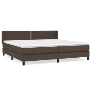 Κρεβάτι Boxspring με Στρώμα Καφέ 200x200 εκ. Συνθετικό Δέρμα