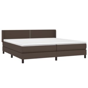 Κρεβάτι Boxspring με Στρώμα Καφέ 200x200 εκ. Συνθετικό Δέρμα