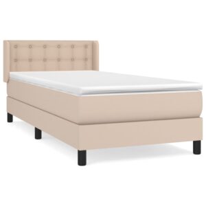 Κρεβάτι Boxspring με Στρώμα Καπουτσίνο 90x190εκ.από Συνθ. Δέρμα