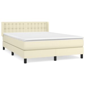 Κρεβάτι Boxspring με Στρώμα Κρεμ 140x190εκ. από Συνθετικό Δέρμα