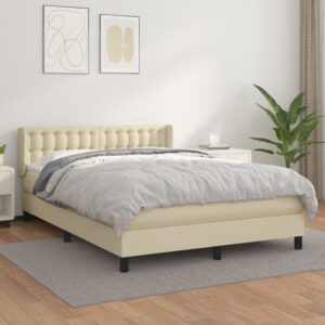 Κρεβάτι Boxspring με Στρώμα Κρεμ 140x190εκ. από Συνθετικό Δέρμα