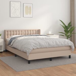 Κρεβάτι Boxspring με Στρώμα Καπουτσίνο 140x200εκ.από Συνθ.Δέρμα