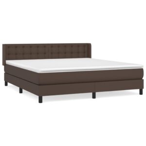 Κρεβάτι Boxspring με Στρώμα Καφέ 160x200εκ. από Συνθετικό Δέρμα