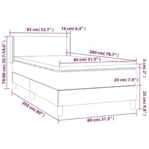 Κρεβάτι Boxspring με Στρώμα Μαύρο 80 x 200 εκ. Βελούδινο