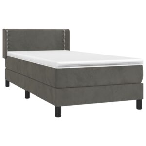 Κρεβάτι Boxspring με Στρώμα Σκούρο Γκρι 80x200 εκ. Βελούδινο