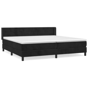 Κρεβάτι Boxspring με Στρώμα Μαύρο 200x200 εκ. Βελούδινο