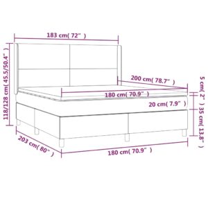 Κρεβάτι Boxspring με Στρώμα Ανοιχτό Γκρι 180x200 εκ. Υφασμάτινο