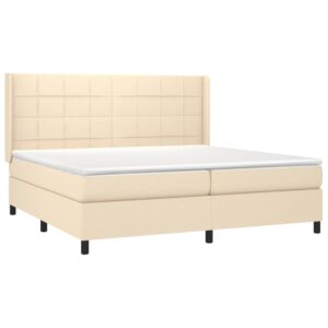 Κρεβάτι Boxspring με Στρώμα Κρεμ 200x200 εκ. Υφασμάτινο