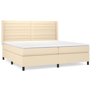 Κρεβάτι Boxspring με Στρώμα Κρεμ 200x200 εκ. Υφασμάτινο