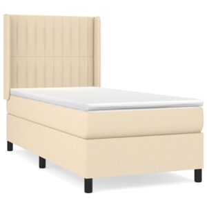 Κρεβάτι Boxspring με Στρώμα Κρεμ 80 x 200 εκ. Υφασμάτινο