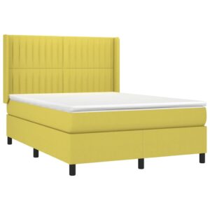 Κρεβάτι Boxspring με Στρώμα Πράσινο 140x200 εκ.Υφασμάτινο