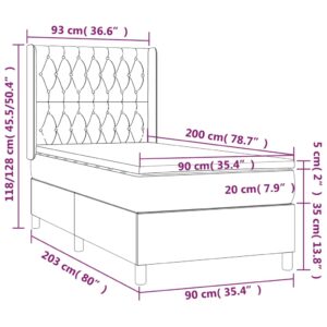 Κρεβάτι Boxspring με Στρώμα Κρεμ 90x200 εκ.Υφασμάτινο