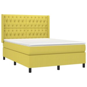 Κρεβάτι Boxspring με Στρώμα Πράσινο 140x200 εκ.Υφασμάτινο