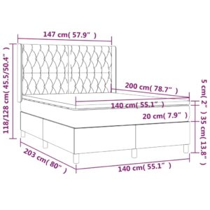 Κρεβάτι Boxspring με Στρώμα Πράσινο 140x200 εκ.Υφασμάτινο