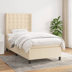 Κρεβάτι Boxspring με Στρώμα Κρεμ 90x200 εκ.Υφασμάτινο