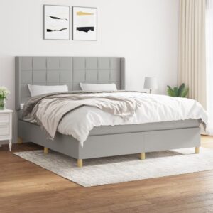 Κρεβάτι Boxspring με Στρώμα Ανοιχτό Γκρι 180x200 εκ. Υφασμάτινο