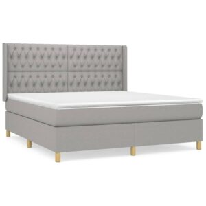 Κρεβάτι Boxspring με Στρώμα Ανοιχτό Γκρι 180x200 εκ. Υφασμάτινο