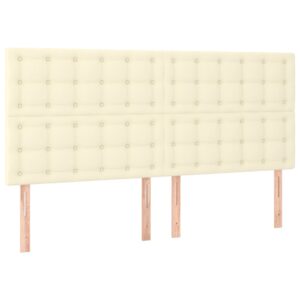 Κρεβάτι Boxspring με Στρώμα Κρεμ 200x200 εκ. Συνθετικό Δέρμα