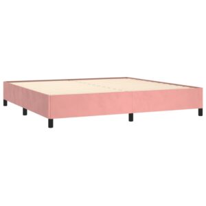 Κρεβάτι Boxspring με Στρώμα Ροζ 200x200 εκ. Βελούδινο