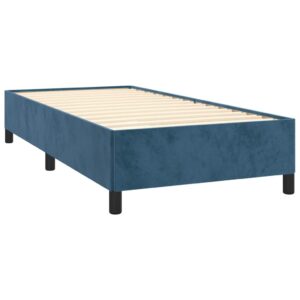 Κρεβάτι Boxspring με Στρώμα Σκούρο Μπλε 80 x 200 εκ. Βελούδινο