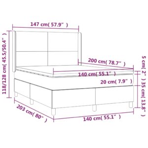 Κρεβάτι Boxspring με Στρώμα & LED Πράσινο 140x200 εκ Υφασμάτινο