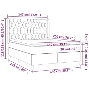 Κρεβάτι Boxspring με Στρώμα & LED Πράσινο 140x200 εκ Υφασμάτινο