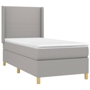 Κρεβάτι Boxspring με Στρώμα & LED Αν.Γκρι 90x200 εκ. Υφασμάτινο