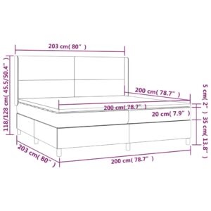 Κρεβάτι Boxspring με Στρώμα & LED Αν.Γκρι 200x200εκ. Υφασμάτινο