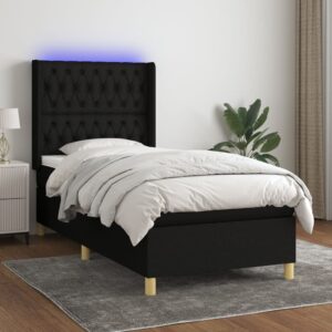 Κρεβάτι Boxspring με Στρώμα & LED Μαύρο 80x200 εκ. Υφασμάτινο