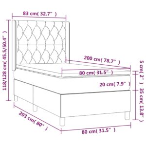 Κρεβάτι Boxspring με Στρώμα & LED Μαύρο 80x200 εκ. Υφασμάτινο