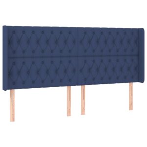 Κρεβάτι Boxspring με Στρώμα & LED Μπλε 200x200 εκ. Υφασμάτινο