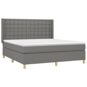 Κρεβάτι Boxspring με Στρώμα & LED Σκ.Γκρι 160x200 εκ Υφασμάτινο