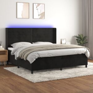 Κρεβάτι Boxspring με Στρώμα & LED Μαύρο 200x200 εκ. Βελούδινο