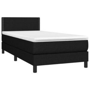 Κρεβάτι Boxspring με Στρώμα & LED Μαύρο 80x200 εκ. Υφασμάτινο