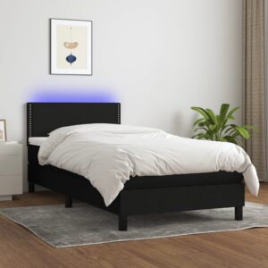 Κρεβάτι Boxspring με Στρώμα & LED Μαύρο 80x200 εκ. Υφασμάτινο