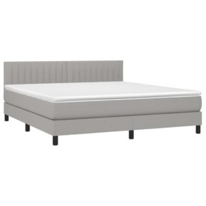 Κρεβάτι Boxspring με Στρώμα & LED Αν.Γκρι 180x200 εκ Υφασμάτινο