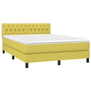 Κρεβάτι Boxspring με Στρώμα & LED Πράσινο 140x200 εκ Υφασμάτινο