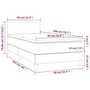 Κρεβάτι Boxspring με Στρώμα & LED Πράσινο 90x200 εκ. Υφασμάτινο