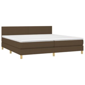 Κρεβάτι Boxspring με Στρώμα & LED Σκ.Καφέ 200x200 εκ Υφασμάτινο