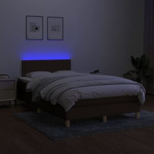 Κρεβάτι Boxspring με Στρώμα & LED Σκ.Καφέ 120x200 εκ Υφασμάτινο