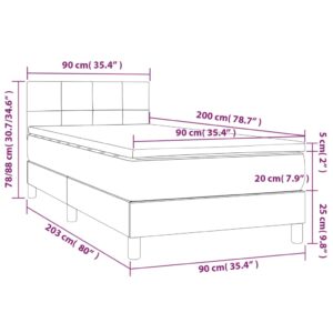 Κρεβάτι Boxspring με Στρώμα & LED Πράσινο 90x200 εκ. Υφασμάτινο