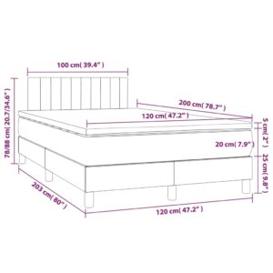 Κρεβάτι Boxspring με Στρώμα & LED Σκ.Καφέ 120x200 εκ Υφασμάτινο