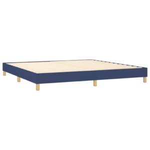 Κρεβάτι Boxspring με Στρώμα & LED Μπλε 200x200 εκ. Υφασμάτινο