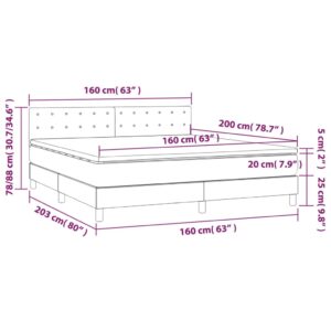 Κρεβάτι Boxspring με Στρώμα & LED Πράσινο 160x200 εκ Υφασμάτινο